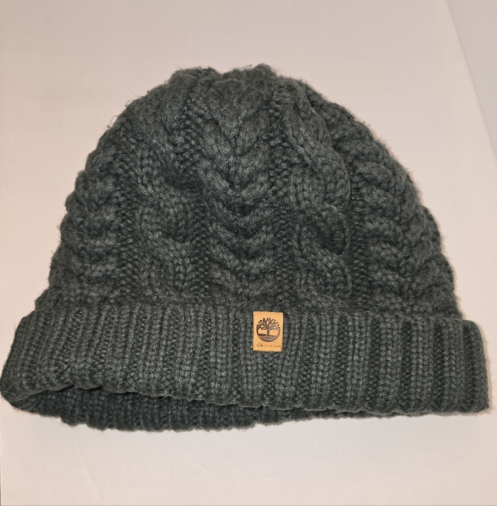 Timberland Green Sherpa Lined Cable Knit Beanie